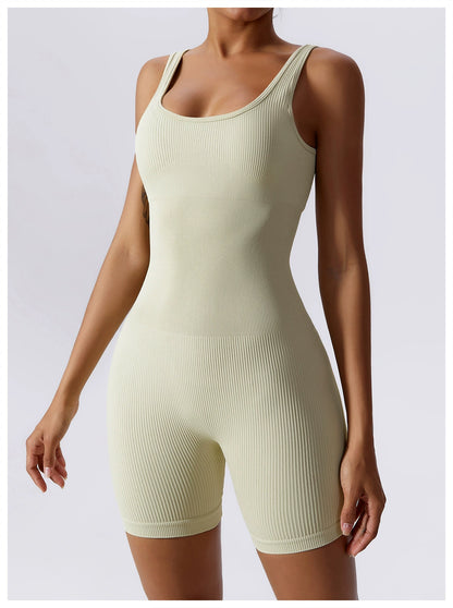 High Elastic Seamless Vest Women's Summer Jumpsuit with Chest Pad