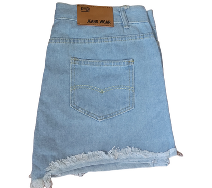 Women's Thin Denim Shorts with Raw Edges - Zara-Craft