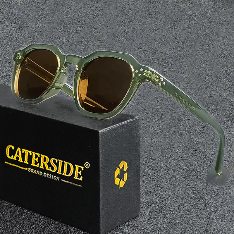 CATERSIDE Retro Polarized Sunglasses Men Ultralight TR90 Frame Polygon Women Sun Glasses Outdoor High Quality Travel  Eyewear