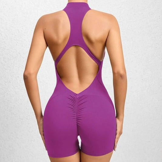 Gym Overalls Push Up Sports Jumpsuit Women Yoga Clothes Fitness Clothing Sportswear 2024 Tracksuit Mono Overol Mujer Purple XL