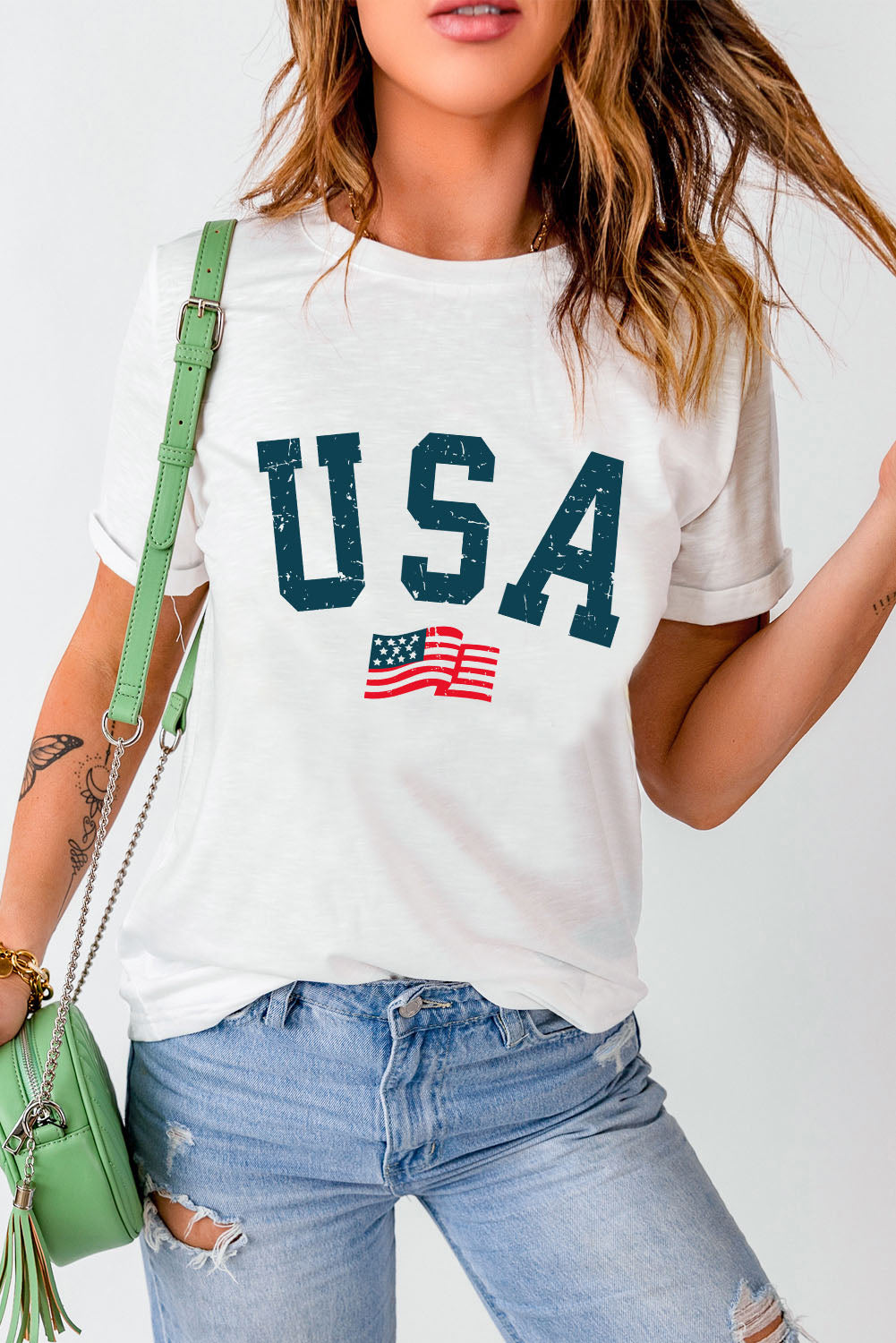 SYNZ USA Round Neck Short Sleeve Women T-Shirt