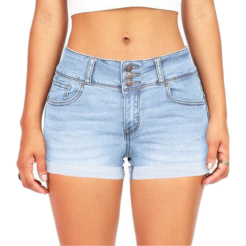 Waist-tight Denim Elastic Color Cloth Women Shorts Hot Pants