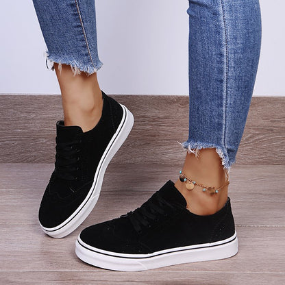 Suede Lace-Up Flat Women Sneakers