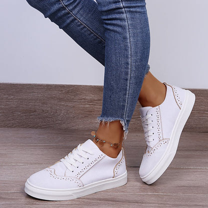 Suede Lace-Up Flat Women Sneakers