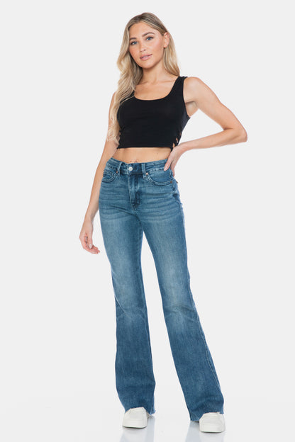 Judy Blue Full Size Tummy Control Cut Hem Flare Women Jeans