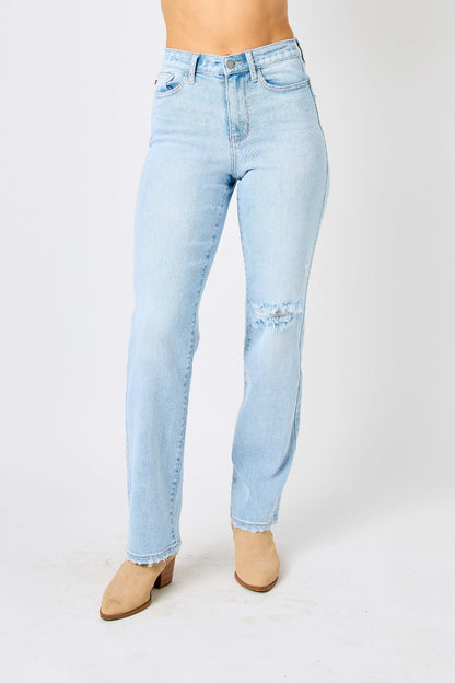 Judy Blue Full Size High Waist Distressed Straight Women Jeans