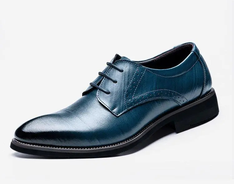Men's Leather Shoes, Derby Shoes Business Casual Dress Shoes Lace-Up Pointed Toe Low Top Gentleman Office Work Comfortable Wedding Shoes