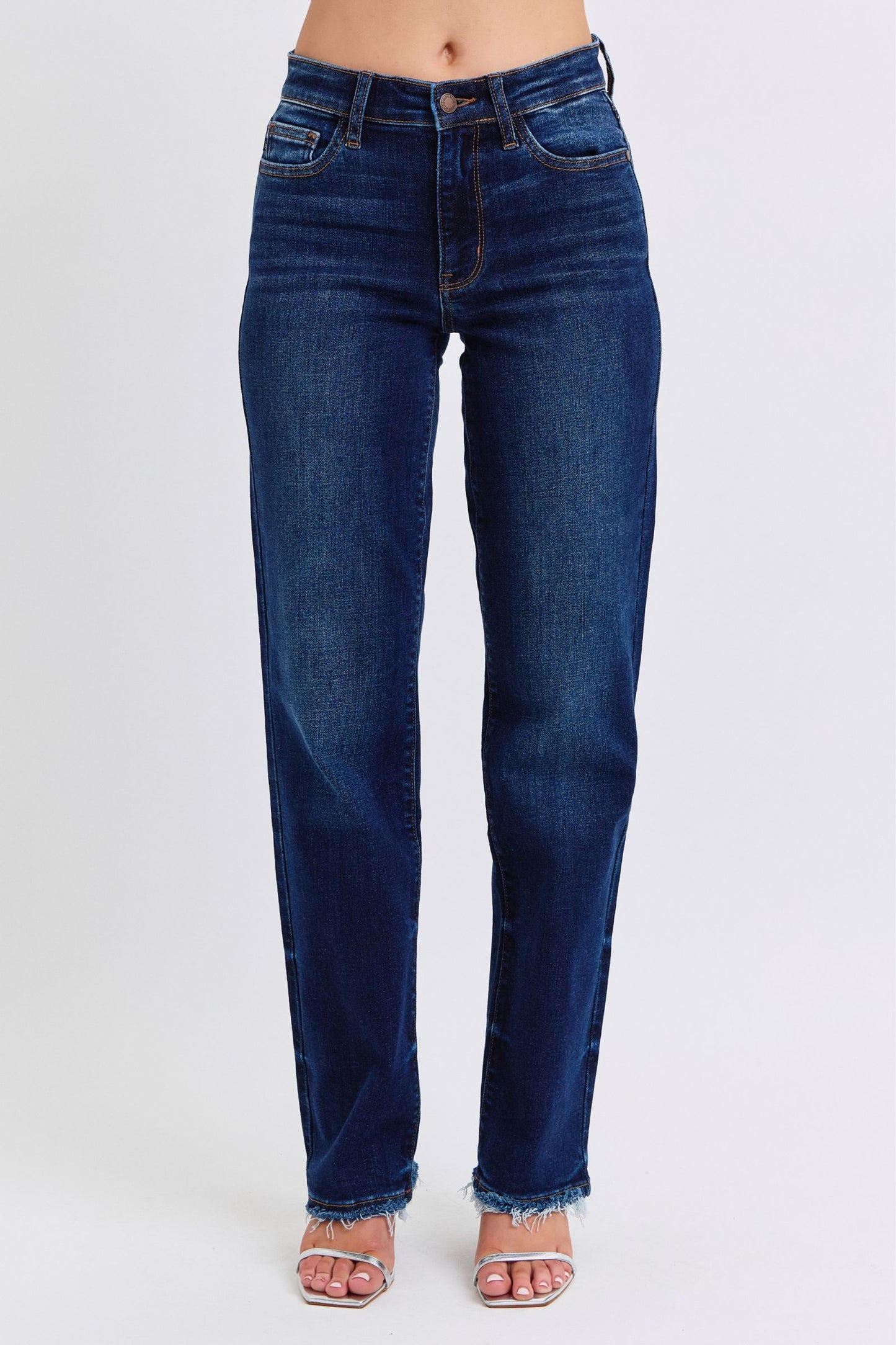 Judy Blue Full Size Raw Hem Straight Leg Women Jeans