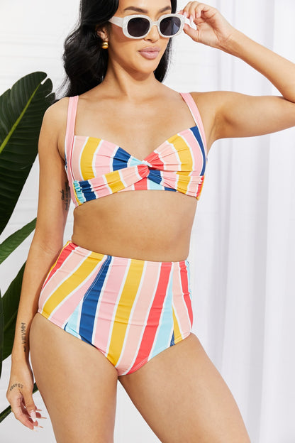 Marina West Swim Take A Dip Twist High-Rise Women Bikini in Stripe