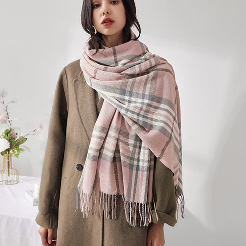 Fashion Classic Plaid Cashmere Women Scarf