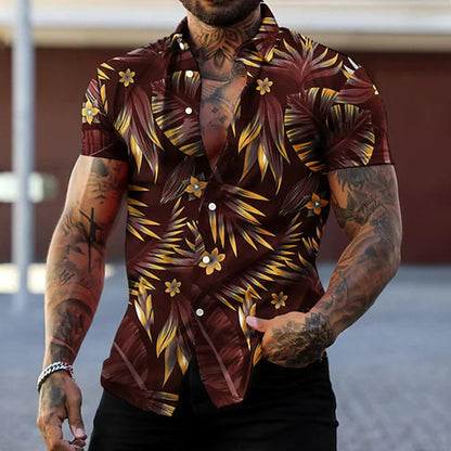 Fashion Leaf Printed Men's Shirt