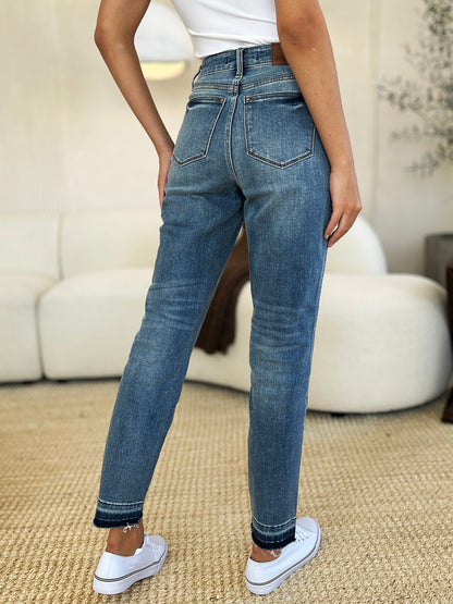 Judy Blue Full Size Mid Rise Rigid Magic Release Hem Women Jeans