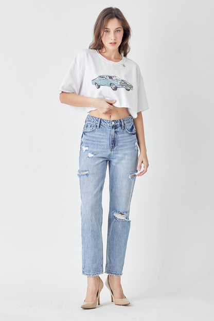 RISEN Distressed Slim Cropped Women Jeans