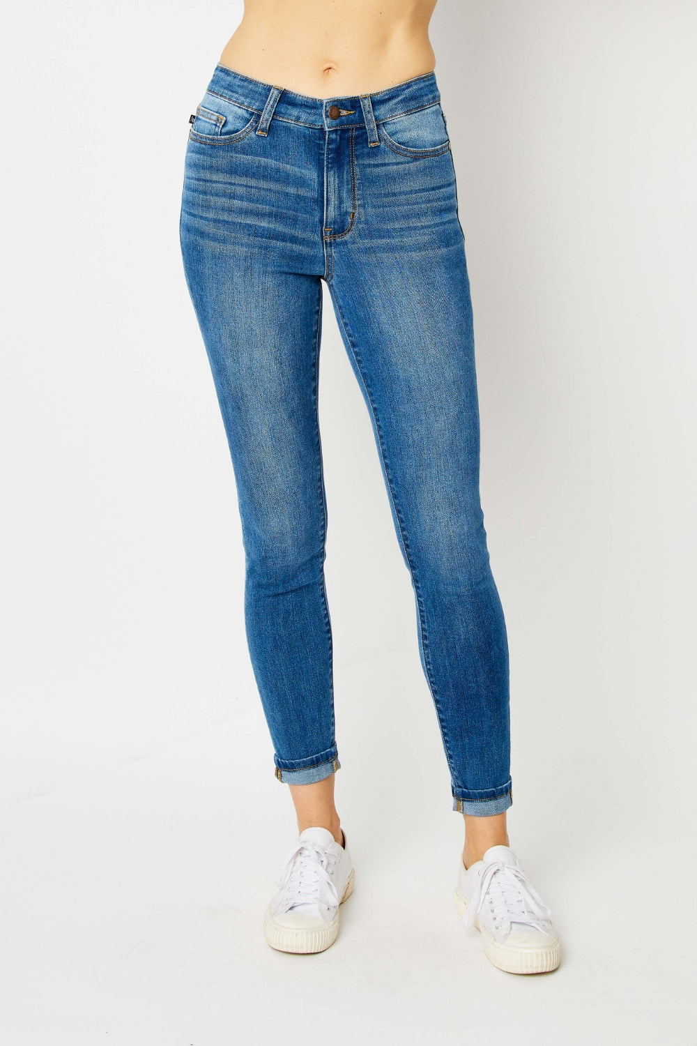 Judy Blue Full Size Cuffed Hem Low Waist Skinny Women Jeans