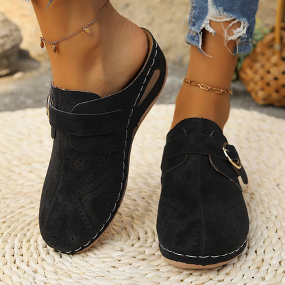 Suede Round Toe Wedge Women Sandals