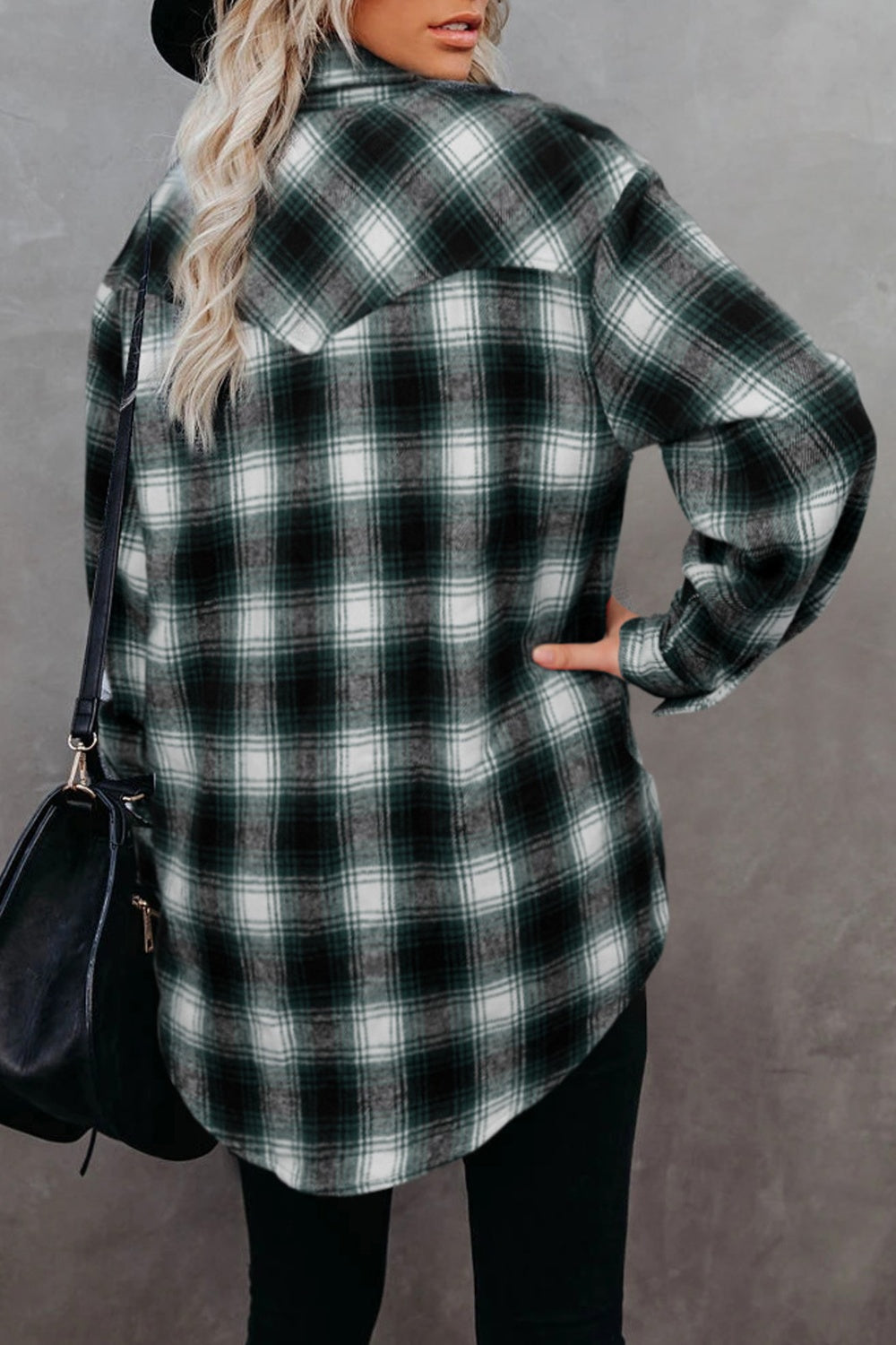 Full Size Plaid Collared Neck Long Sleeve Women Shirt