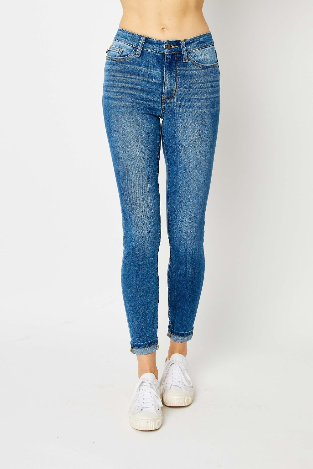 Judy Blue Full Size Cuffed Hem Low Waist Skinny Women Jeans