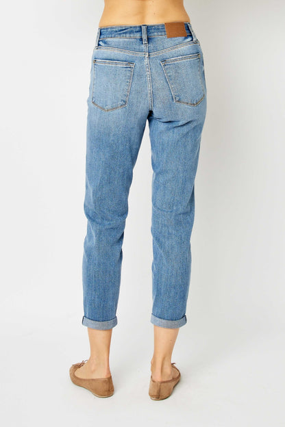 Judy Blue Full Size Cuffed Hem Low Waist Slim Women Jeans