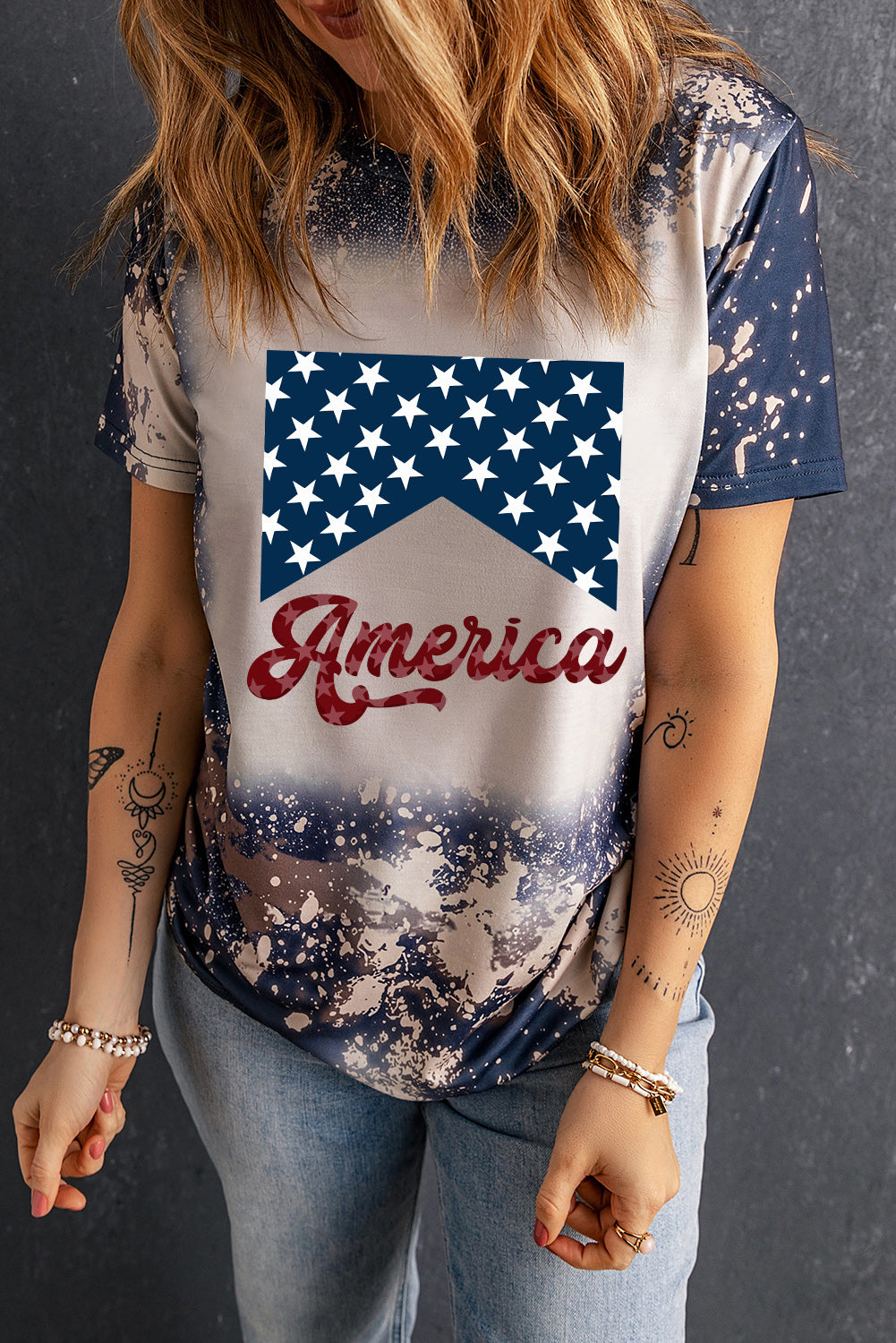 AMERICA Round Neck Short Sleeve Women T-Shirt