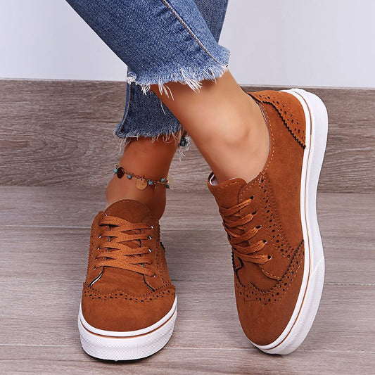 Suede Lace-Up Flat Women Sneakers