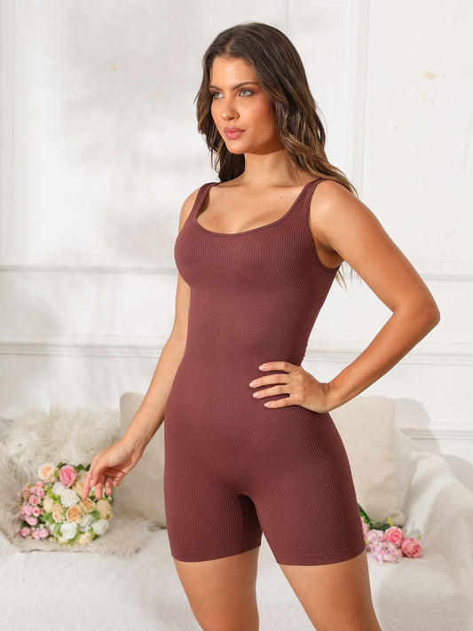 Scoop Neck Wide Strap Active Women Romper