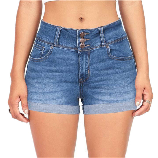 Waist-tight Denim Elastic Color Cloth Women Shorts Hot Pants