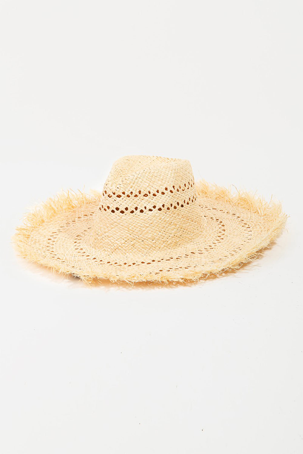 Fame Openwork Raw Hem Weave Women Hat