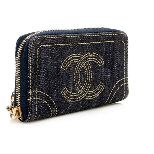 (Used) Chanel Blue Denim 'CC' Zippy Women Wallet - N.10749581