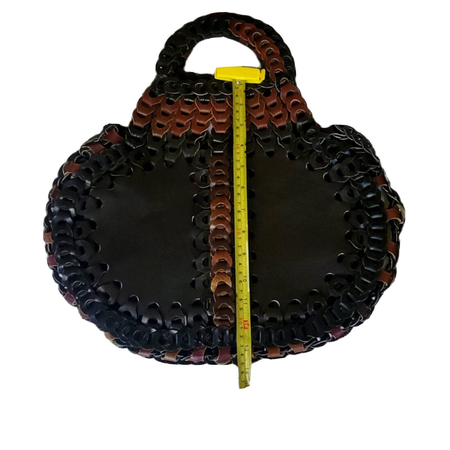 (Used) Vintage Chain-link Leather HANDMADE Bag Brown BoHo Retro Pisticci Unique Style