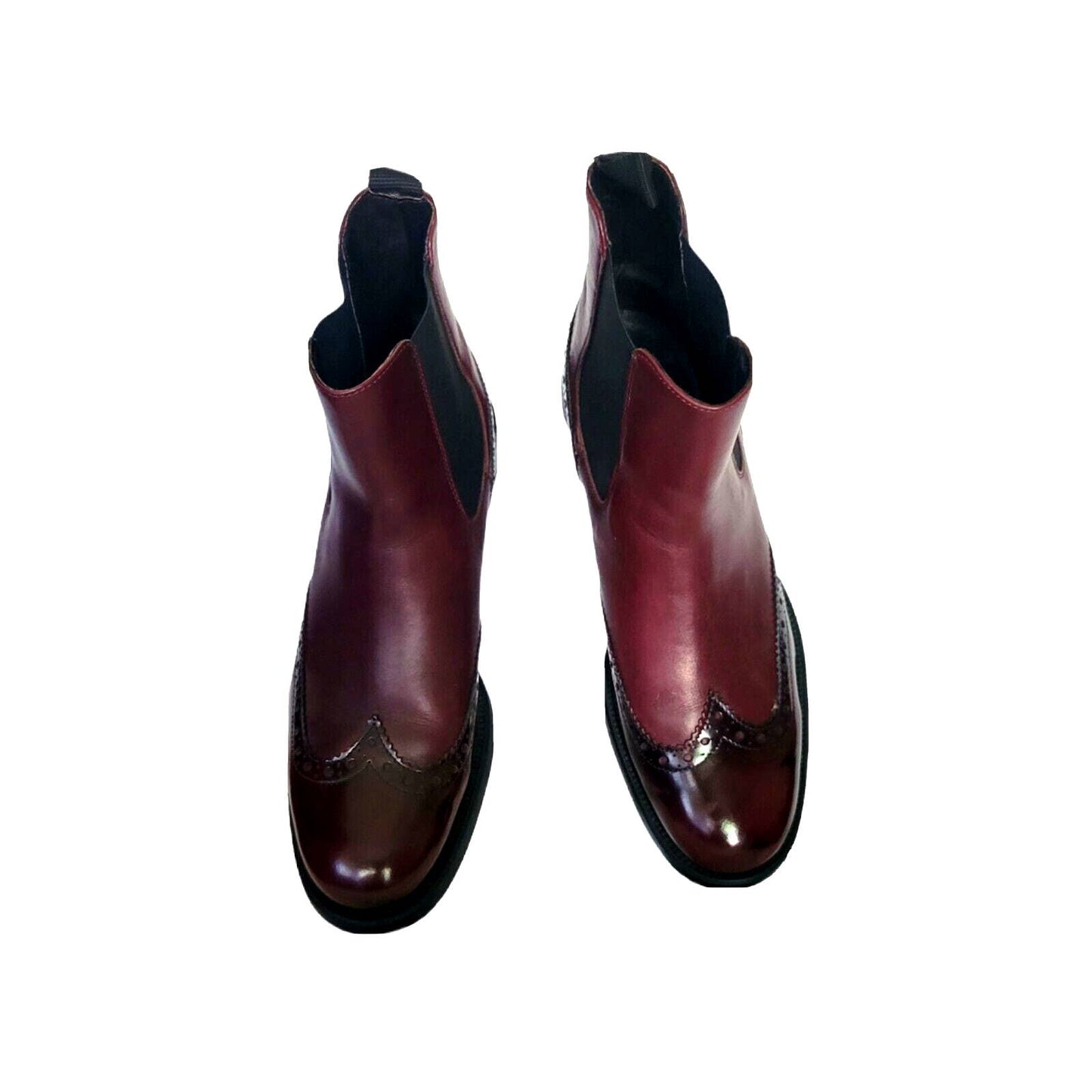 (Used) Boemos burgundy pull-on patent leather Chelsea studded Italian boots Size EU 40