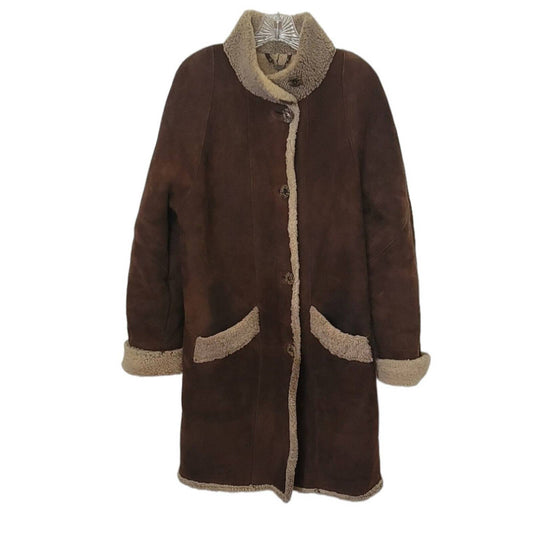 (Used) DENIMAXX NEW YORK VINTAGE SUEDE SHEARLING DARK BROWN WOMEN COAT - Size M