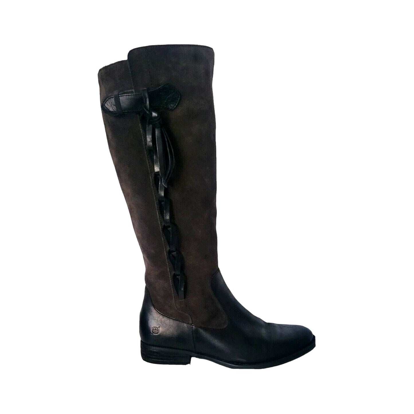 (Used) Born Cook Black/Dark Grey Leather Riding Women Boots Size 8 M