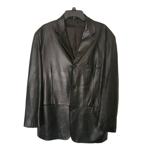 (Used) Alfani for Macy’s Buttery Soft Men's Leather Blazer Jacket Coat Black Size S42
