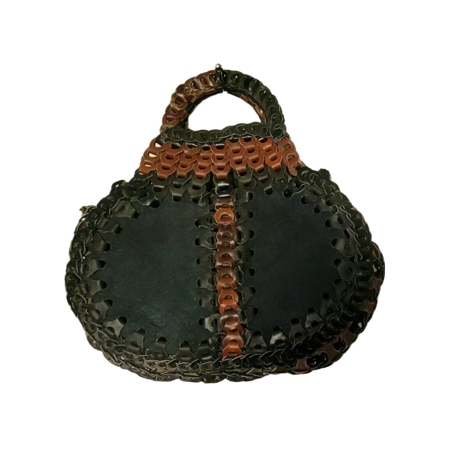 (Used) Vintage Chain-link Leather HANDMADE Bag Brown BoHo Retro Pisticci Unique Style