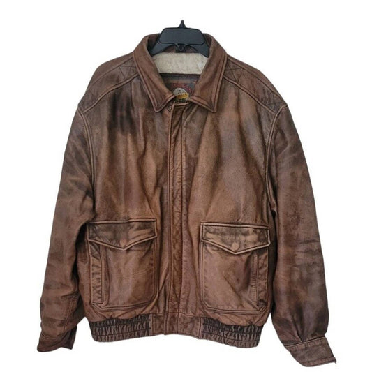 (Used) Wilson Adventure Bound Flight Aviator Leather Men Jacket Insulated Size XL