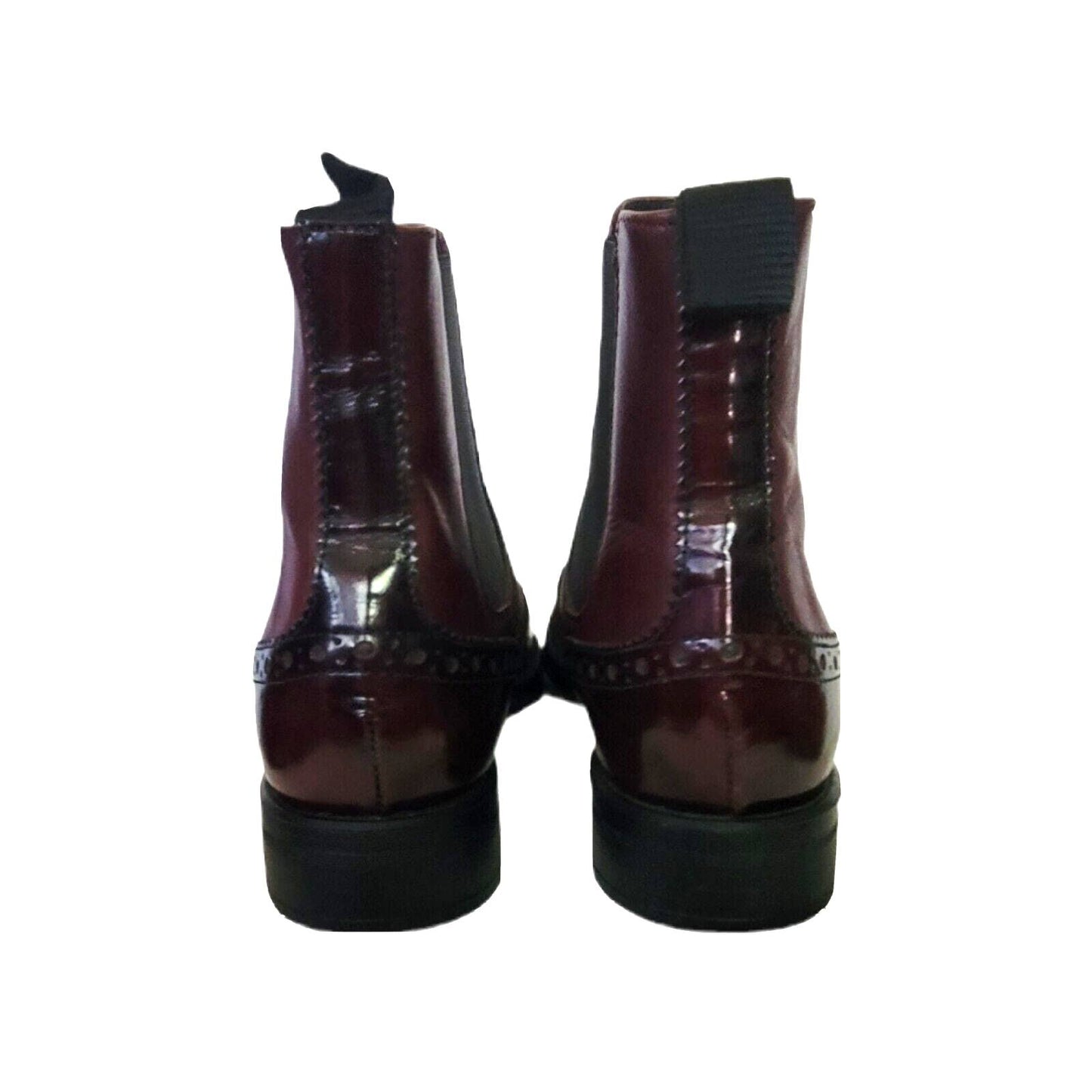 (Used) Boemos burgundy pull-on patent leather Chelsea studded Italian boots Size EU 40