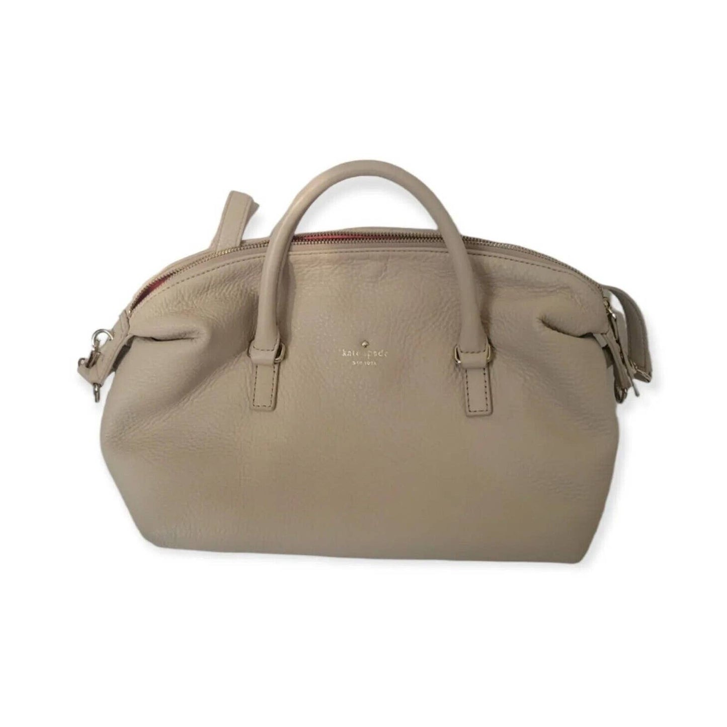 (Used) Kate Spade New York Rare Leather Pebbled Satchel Women Handbag-Cream