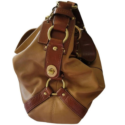 (Used) Coach Leather Carly Purse Duffle Sac Bag Handbag Brown Caramel