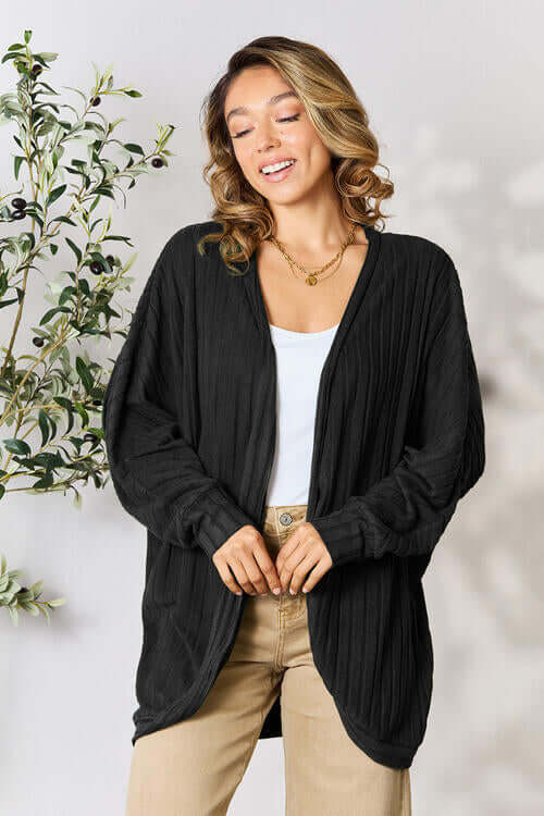 Basic Bae Full Size Ribbed Cocoon Women Cardigan