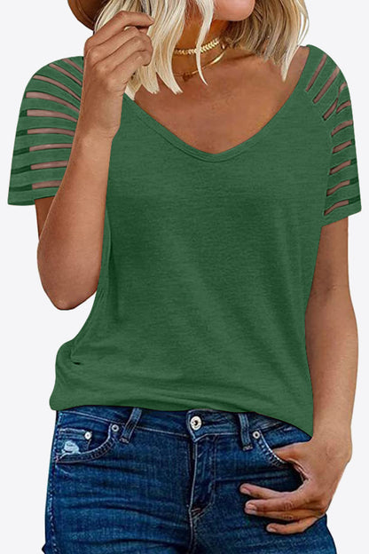 V-Neck Raglan Sleeve Women T-Shirt