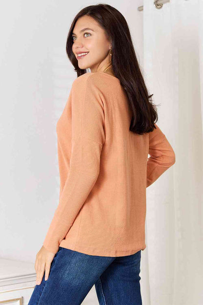 Basic Bae Half Button Long Sleeve Women Top