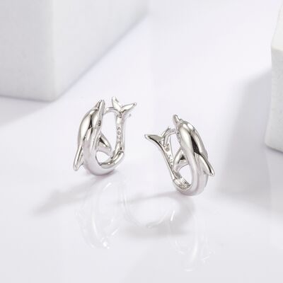 925 Sterling Silver Zircon Dolphin Women Earrings