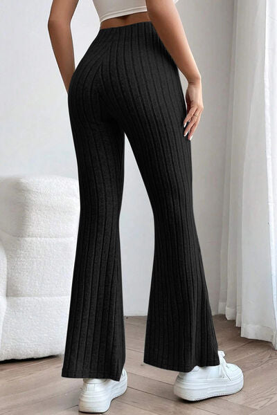 Basic Bae Full Size Ribbed High Waist Flare Women Pants