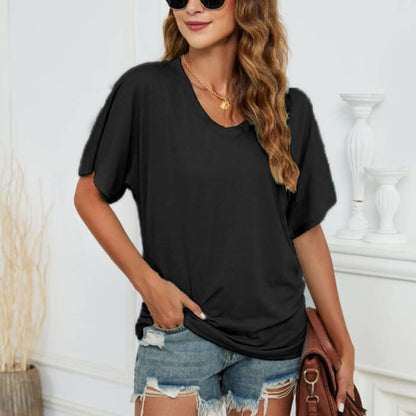 V-Neck Side Ruched Tee Shirt