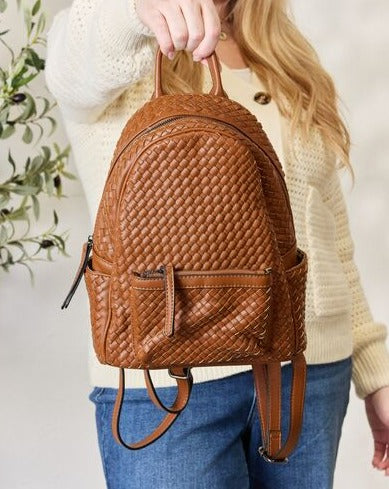 SHOMICO PU Leather Woven Women Backpack