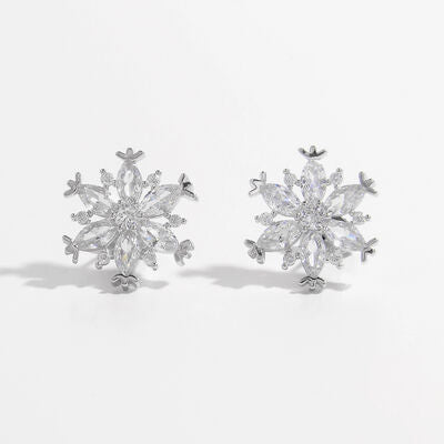 925 Sterling Silver Zircon Snowflake Women Earrings