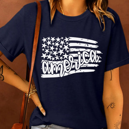 AMERICA US Flag Graphic Women Tee Shirt