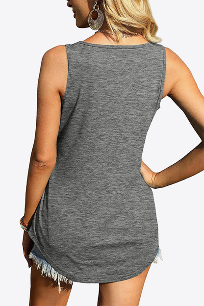 Curved Hem Square Neck Women Tank