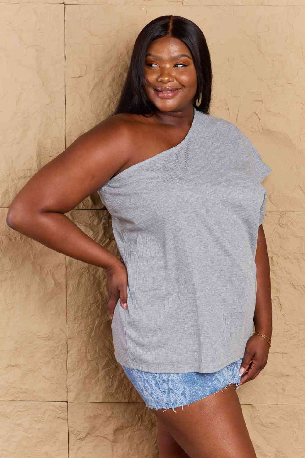 Ninexis in My Groove One Shoulder Loose Women Top