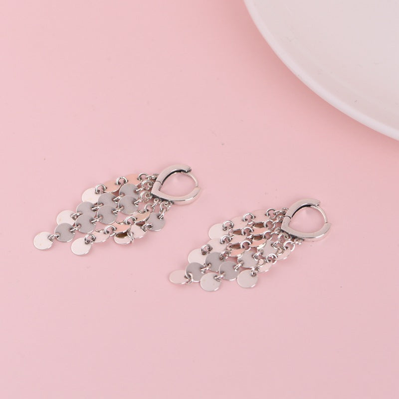 Fashionable Design Sense Silver Piece Fringed Silver Earrings - Zara-Craft